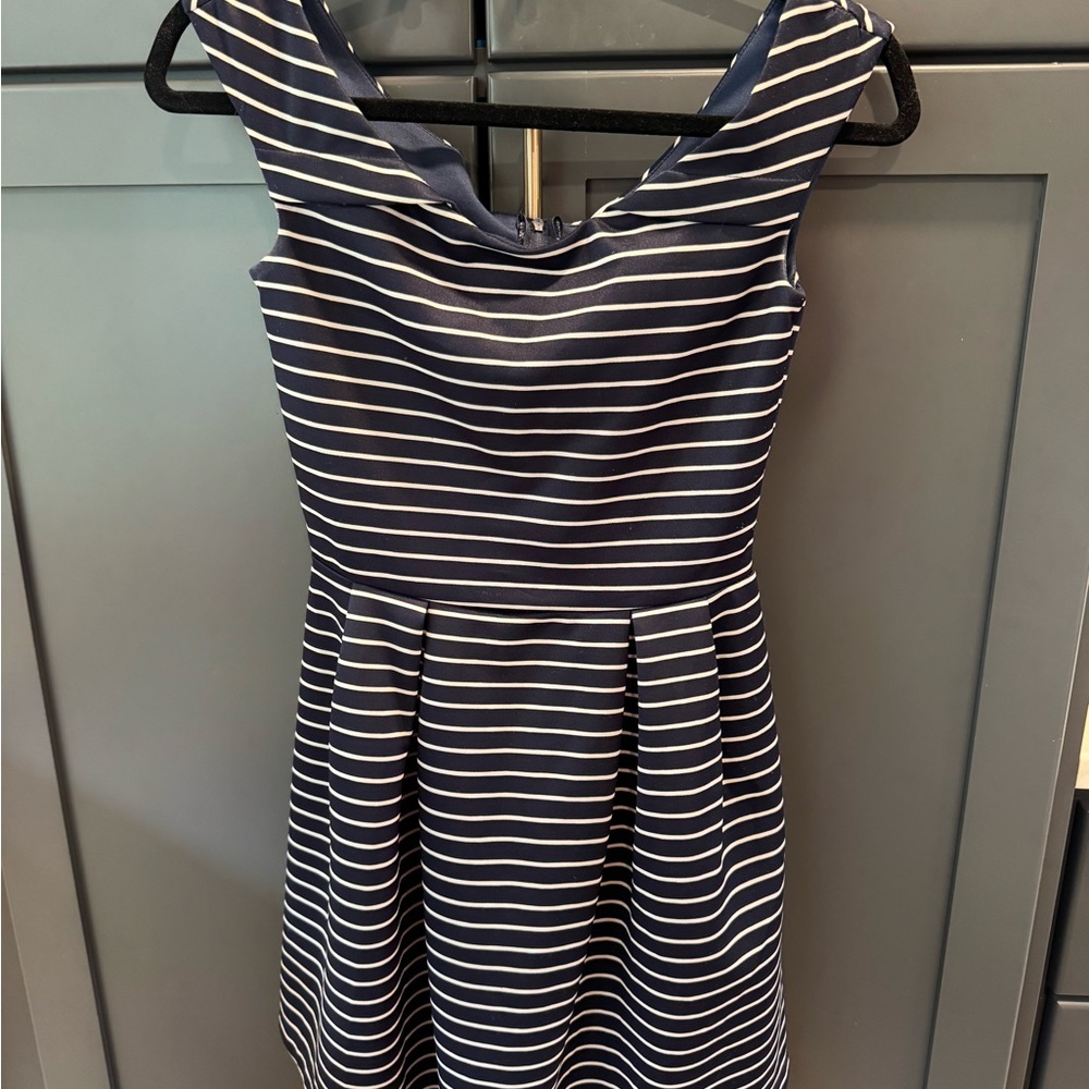 Navy and White Striped Dress